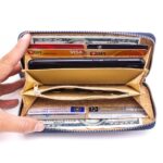 Портфейл от корк с естествена текстура тъмнокафяв със сребърни нишки - Image 2