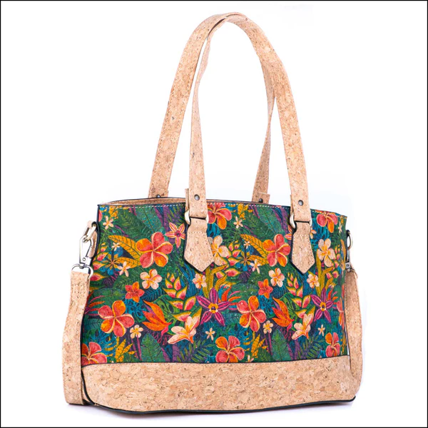 vintage-style-printed-cork-handbag-bag-2226-new-flash-sales-268 Дамска чанта от корк с цветен флорален дизайн - Image 1